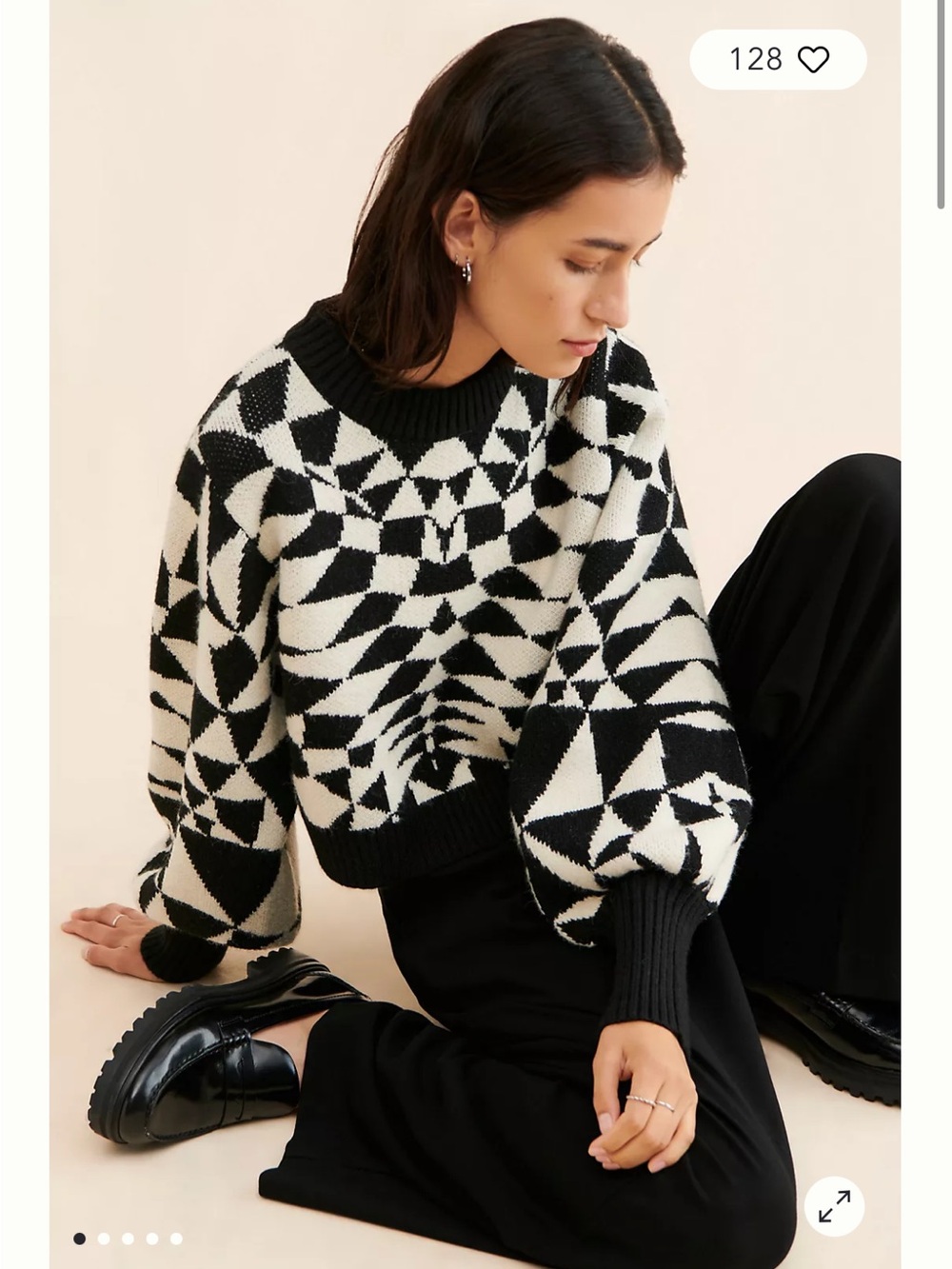 FARM Rio Deco Knit Sweater Black & White Size Medium - Picture 6 of 11